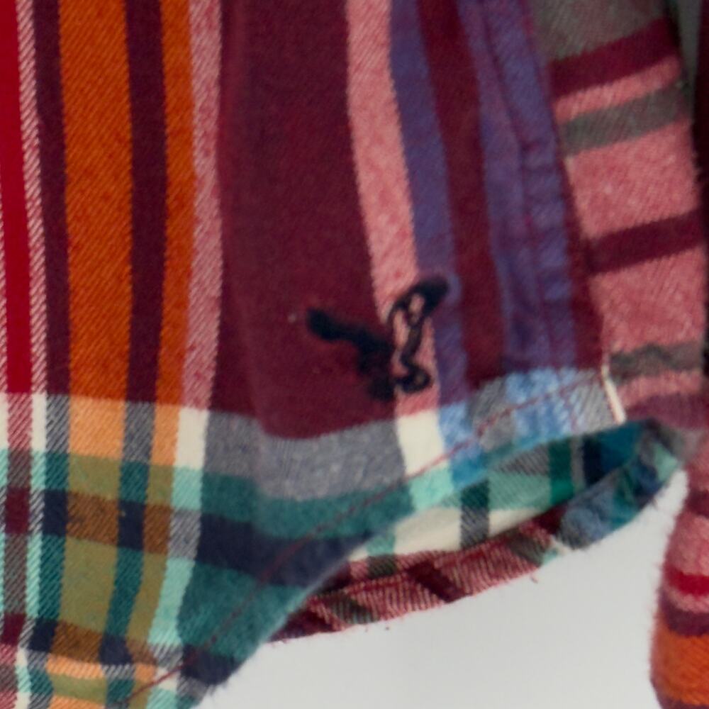 American Eagle Patchwork Plaid Shirt Prep Fit M - image 6